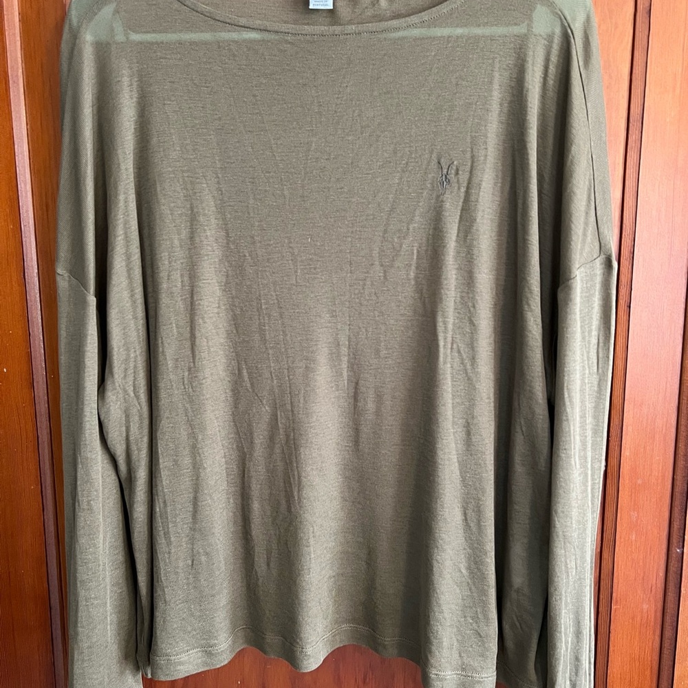 All Saints:Olive Green Long Sleeve Shirt
